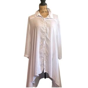 Vamp Womens Hi Low Button Down Oversized Swing Dress Shirt Top White Size‎ 2X